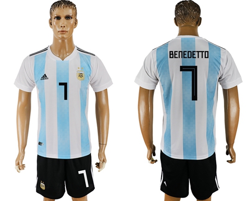 Argentina #7 Benedetto Home Soccer Country Jersey - Click Image to Close